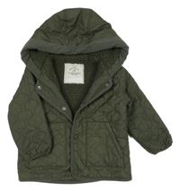Khaki šusťáková prošívaná zateplená bunda s kapucí George