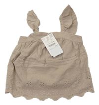Nové - Hnědý top s madeirovým vzorem Zara