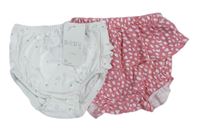 2 x kalhotky na plenky - bílé s hvězdičkami / růžové puntíkaté