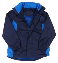 Tmavomodro-modrá šušťáková jesenná bunda s ukrývací kapucňou Movement