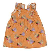 Oranžové bavlnené šaty s volánikmi H&M