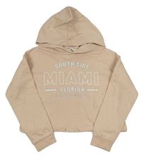 Svetloružová crop mikina s nápisom a kapucňou H&M