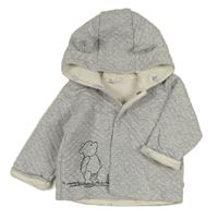 Sivý vzorovaný prepínaci podšitý sveter s medvídkem Pú a kapucňou zn. M&S