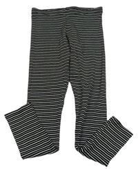 Černo-bílo-stříbrné pruhované legíny F&F