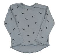Modrošedé triko s dinosaury H&M