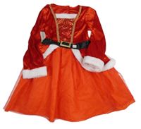 Kostým - červené sametovo/tylové šaty - Santa