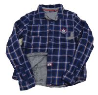 Tmavomodro-farebná kockovaná podšitá košeľa s loptou Sergent Major