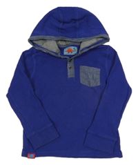 Kobaltově modrá vzorovaná mikina s vreckom a kapucňou Tu