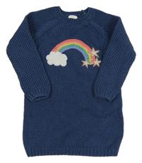 Tmavomodré pletené šaty s duhou Next