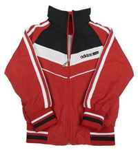 Červeno-černá šusťáková jarní bunda s logem Adidas