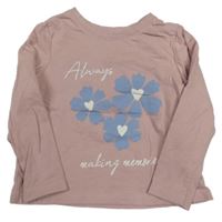 Svetloružové tričko s kvietkami Primark