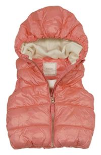 Růžová šusťáková prošívaná zateplená vesta s kapucí Next