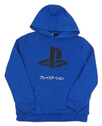 Zafírová mikina s logem Play Station a kapucňou Primark