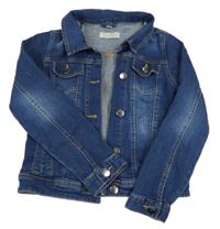 Tmavomodrá rifľová bunda s vyšúchaním Pocopiano