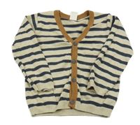 Béžovo-tmavosivý pruhovaný prepínaci sveter H&M