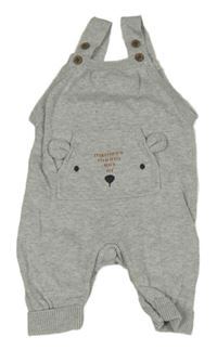 Sivé melírované na traké úpletové nohavice s medvedíkom F&F