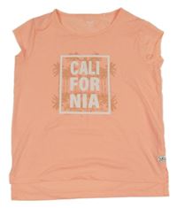 Broskvové tričko s nápisom a palmami Yigga