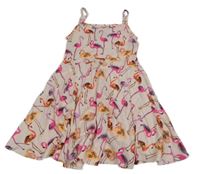 Svetloružové bavlnené šaty s plameňáky Bluezoo