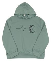 Zelenošedá športová mikina s ovladačem a kapucňou Shein