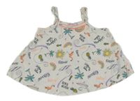 Biely crop oversize top s plážovým motívom Original Marines