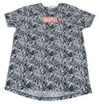 Čierno-biele vzorované tričko s hrdinami Marvel