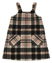 Čierno-strarorůžové kockované vlnené šaty F&F