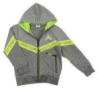 Sivo-limetková prepínaci mikina s kapucňou F26