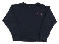 Tmavomodrá crop oversize mikina s nápisom Zeeman