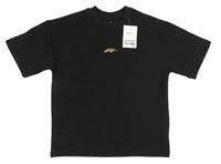 Nové - čierne vzorované teplákové tričko so zlatým logom zn. Next