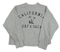 Sivá melírovaná crop mikina s nápismi a palmami zn. ZARA