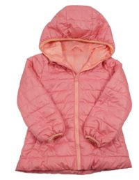 Korálová prošívaná šusťáková zateplená bunda s kapucí 