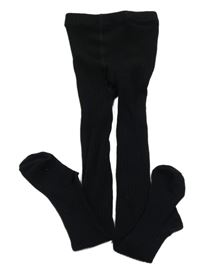 Černé žebrované punčocháče H&M