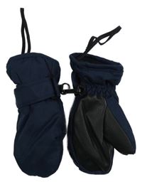 Tmavomodro-černé šusťákové zimní palcové rukavice lupilu