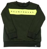 Tmavokhaki-limetková therno mikina s logom Scampssquad