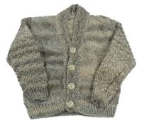 Sivo-světlebéžovo-biely melírovaný pletený prepínaci sveter