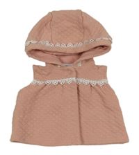 Pudrová prešívaná prepínaci tepláková vesta s volánikmi a kapucňou CATHERINE MAlANdRINO