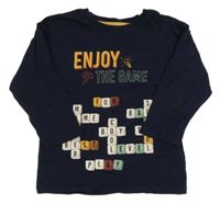 Tmavomodré triko s potiskem - Scrabble little kids