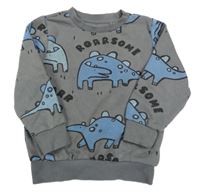 Tmavosivá mikina s dinosaurami F&F