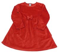 Červené plyšové šaty s mašlou dopodopo