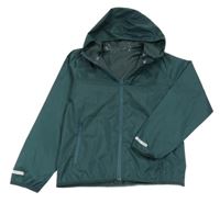 Tmavosmaragdová šušťáková nepromokavá funkčná bunda s kapucňou crivit