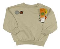 Nové - béžová oversize mikina s nápisy a dýněmi George