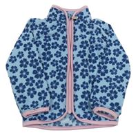 Světlemodro-tmavomodrá kvetovaná fleecová prepínaci mikina TCM