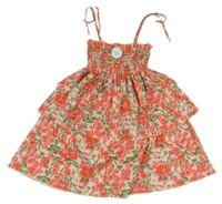 Nové - smetanové vrstvené letní šaty s kytičkami 