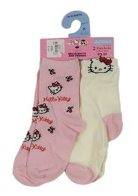 Nové - 2x - Ponožky s Kitty - Světlerůžové, smetanovo/světlerůžové PRIMARK