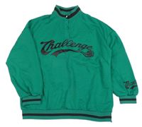 Tmavozelená mikina s nápisom a loptou a golierikom SHEIN