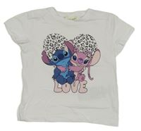 Bílé tričko se Stitchem a Angelou Disney