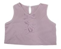 Ružovo-biely pruhovaný crop top s mašľami