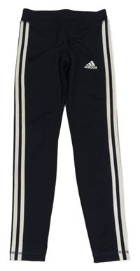 Tmavomodro-bílé funkční sportovní legíny Adidas