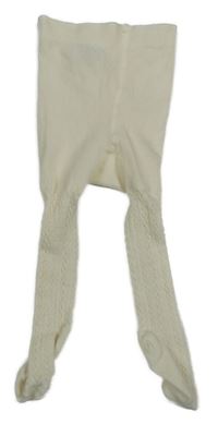 Smetanové žebrované vzorované punčocháče H&M