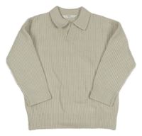 Smotanový rebrovaný oversize sveter s golierikom M&S